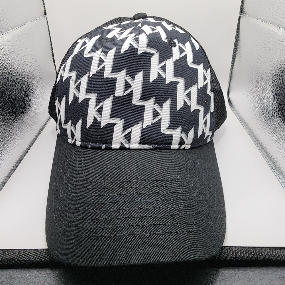 Karl Lagerfeld Paris Trucker Hat Mens OS Black Monogram Logo Mesh Snapback Cap